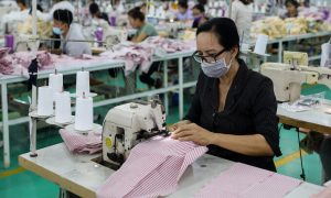 Workers at a garment company at the Tan Do Industrial Park in the southern province of Long An
